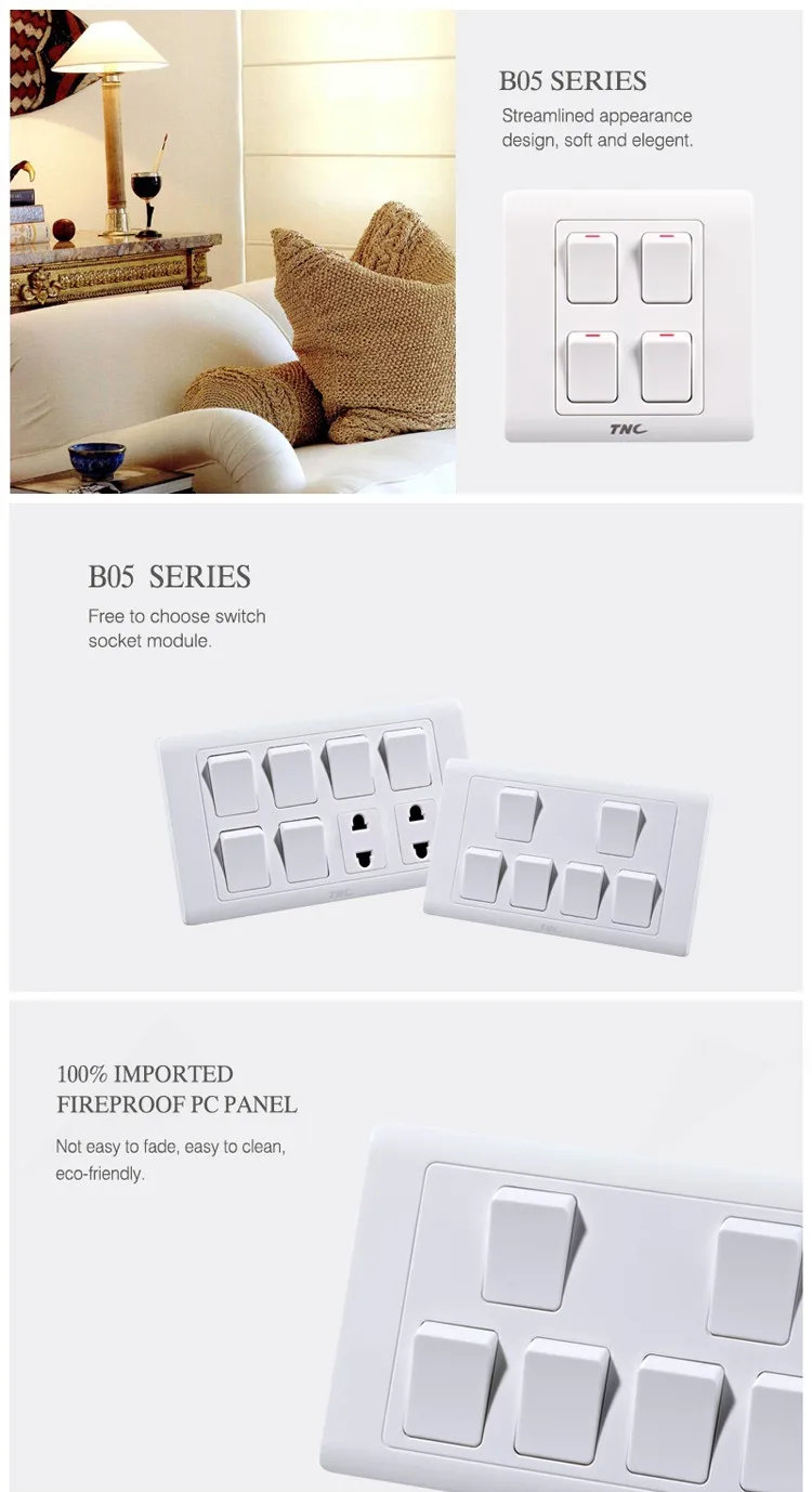 B5212 2 Gang 1 Way Switch 16amp Tnc Wall Switch Socket 16amps 220v