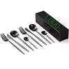 8Pcs Matte Black Flatware Set 18/10 Stainless Steel Silverware Sets Tableware Utensil Set Service for 2