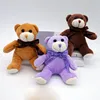 11cm stuffed purple light dark brown teddy bear hanging plush pendant with rope