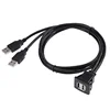 Rectangle Square 2Ports USB 2.0 Male to Female Flush Panel Mount Cable