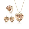 61264 Xuping latest gold jewellery designs piercing heart shaped three pieces bridal jewelry set