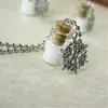 Bottle of Snow necklace Snowflake charm Cork glass Bottle Pendant jewelry