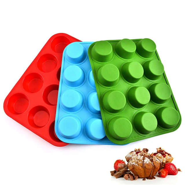 12 Cup Mafen Cup Silicone Cake Mold Muffin Baking Pan Non Stick ...