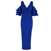 New Women Dress Summer Vestidos Verano 2019 Blue Ruffles Butterfly Short Sleeve Midi Dress Party Dress