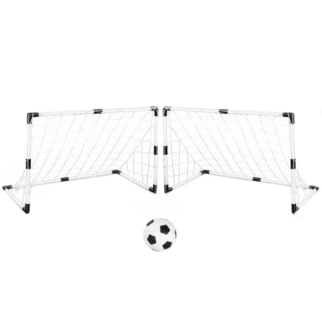 Soccer Goals, WOLFBUSH Set of 2 DIY Youth Sports Soccer Goals with Soccer Ball and Pump Practice Scrimmage Game - White