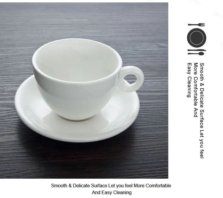 Pure White Round Shape Wide Mouth Modern Custom Espresso Cups With