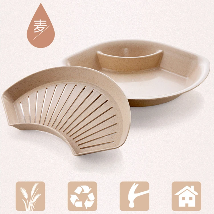 Hot Sale Kitchen Creative Shell-Shaped Unbreakable Wheat Straw Dumpling Plate, Lunch Plate,Tomato Sauce Plate
