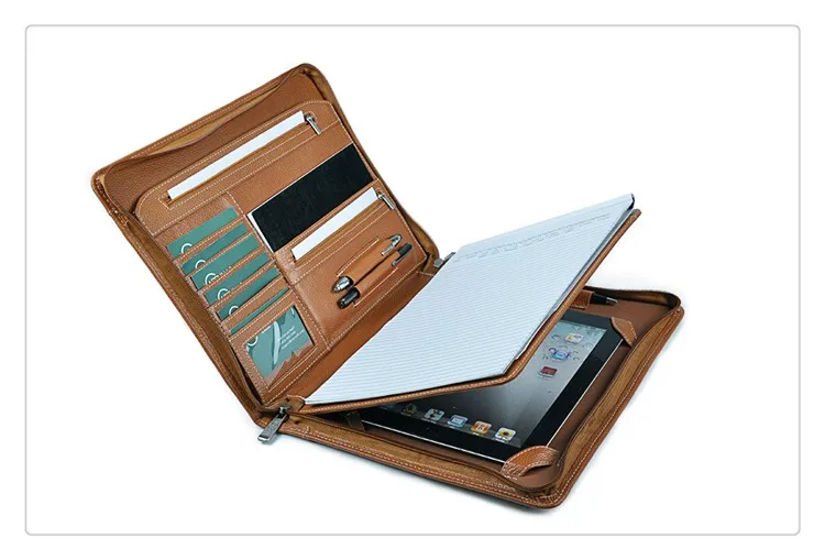Executive Zippered Ipad Holder Leather Documents Organizer Agenda