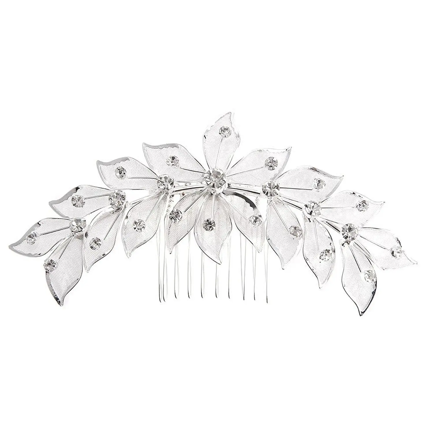 Hair comb - TOOGOO(R)Hair comb Silver Plate Zirconia Flower for Young Bride