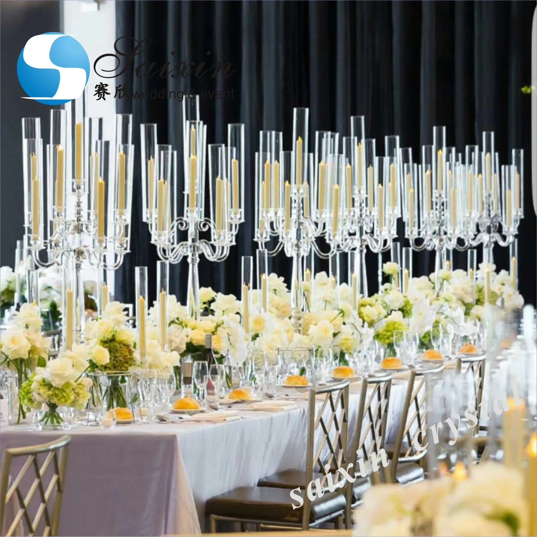 Wholesale Crystal Cheap Tall Glass Flower Vases For Wedding Centerpiece