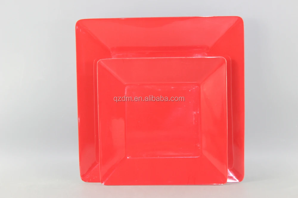 Red Plastic Square Plate