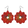 African Fabric Simple Retro Wood Flowers Handmade Thread Earring As Gift For Women