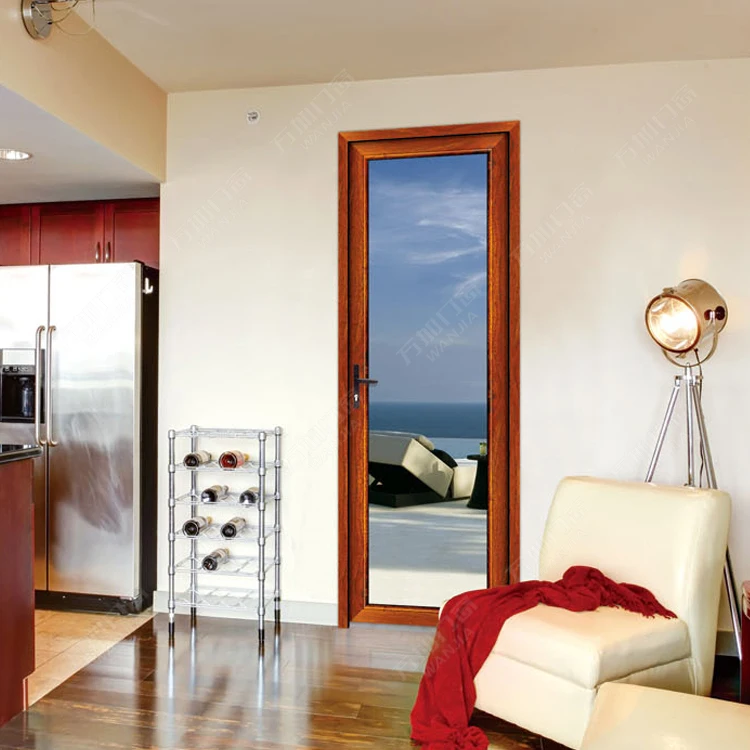 Hollow Glass Aluminum Bathroom Doors , Fluorocarbon Aluminium Door For Washroom