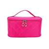 Promotional Nylon Square Shape Handle Cosmetic Pouch Pink Ladies Toilet Bag