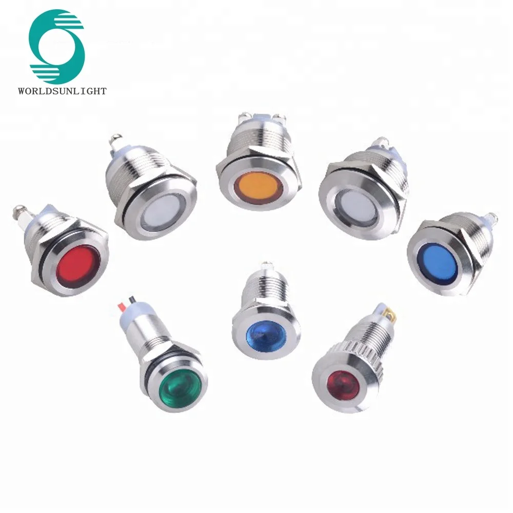 16mm Waterproof 12v 24v 120v 220v Metal Signal Led Indicator Lights ...