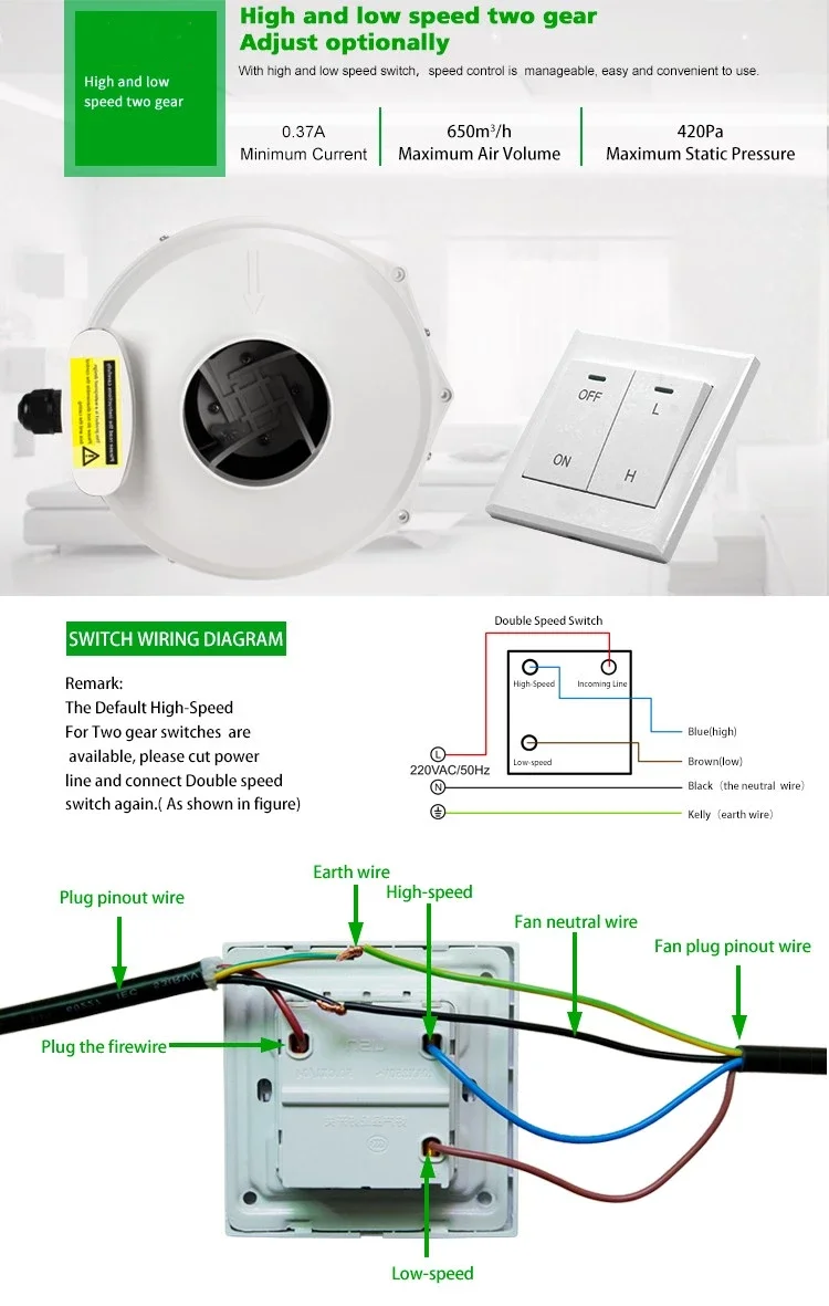 Centrifugal Fan, 200mm, 220V, Plastic+ABS - detail 10