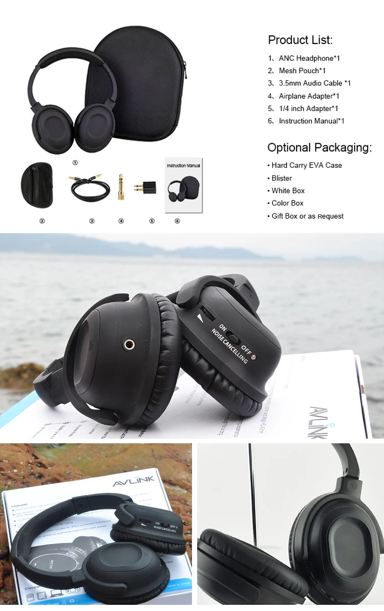 Wired Aviation Headsets Active Noise Cancelling Headphones For