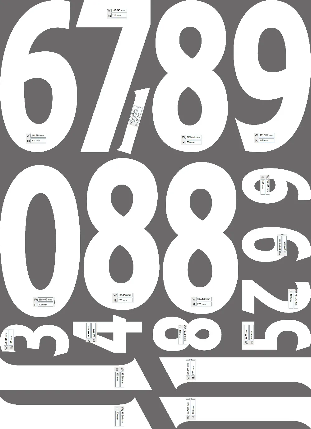2 8" Blanco Hierro en letras y números de transferencia de impresión 