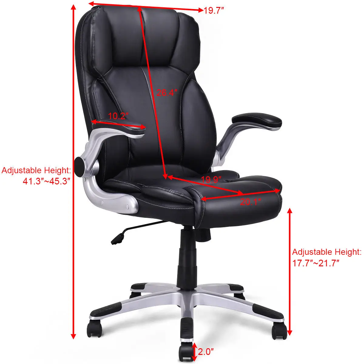 wholesale black Leather High Back Executive Office Chair With Padded seat cushion and armrest