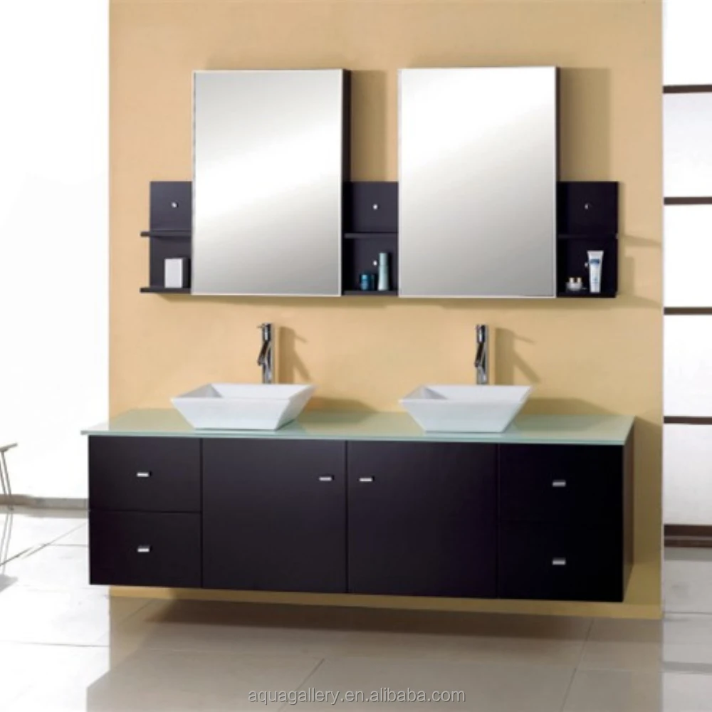 Product Detail 60 Inch Wall Mounted Double Sinks Bathroom Vanities With Mirror Cabinet Djimart