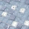 Silver Gold Foil & Marble Stone mix Baby blue Crystal Glass Mosaic Tile