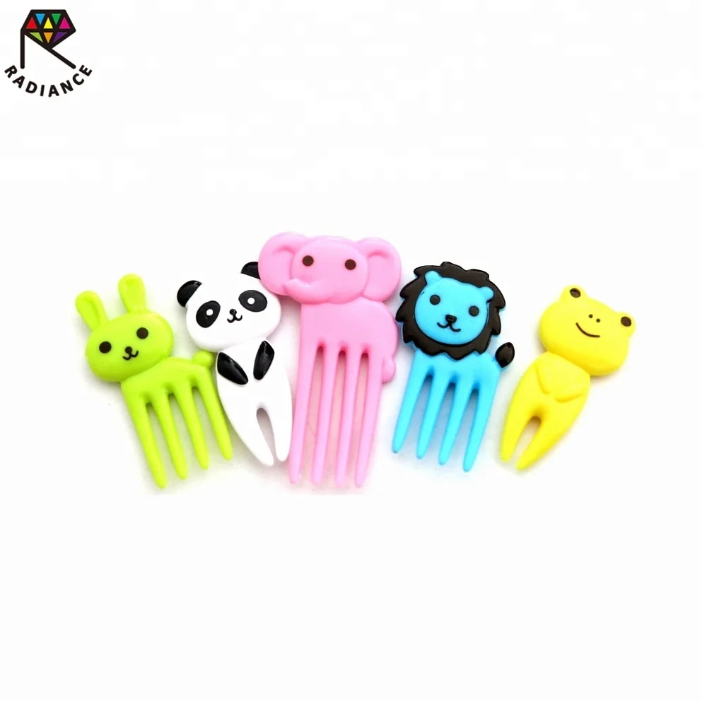 
35-65MM Animal Shaped Plastic Fruit Fork Elephant Food Pick 