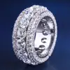 KRKC&CO Size 8 White Gold Ice Out Ring Rotating Ring Urban Jewelry for amazon/ebay/wish online store Wholesale Agent in Stock