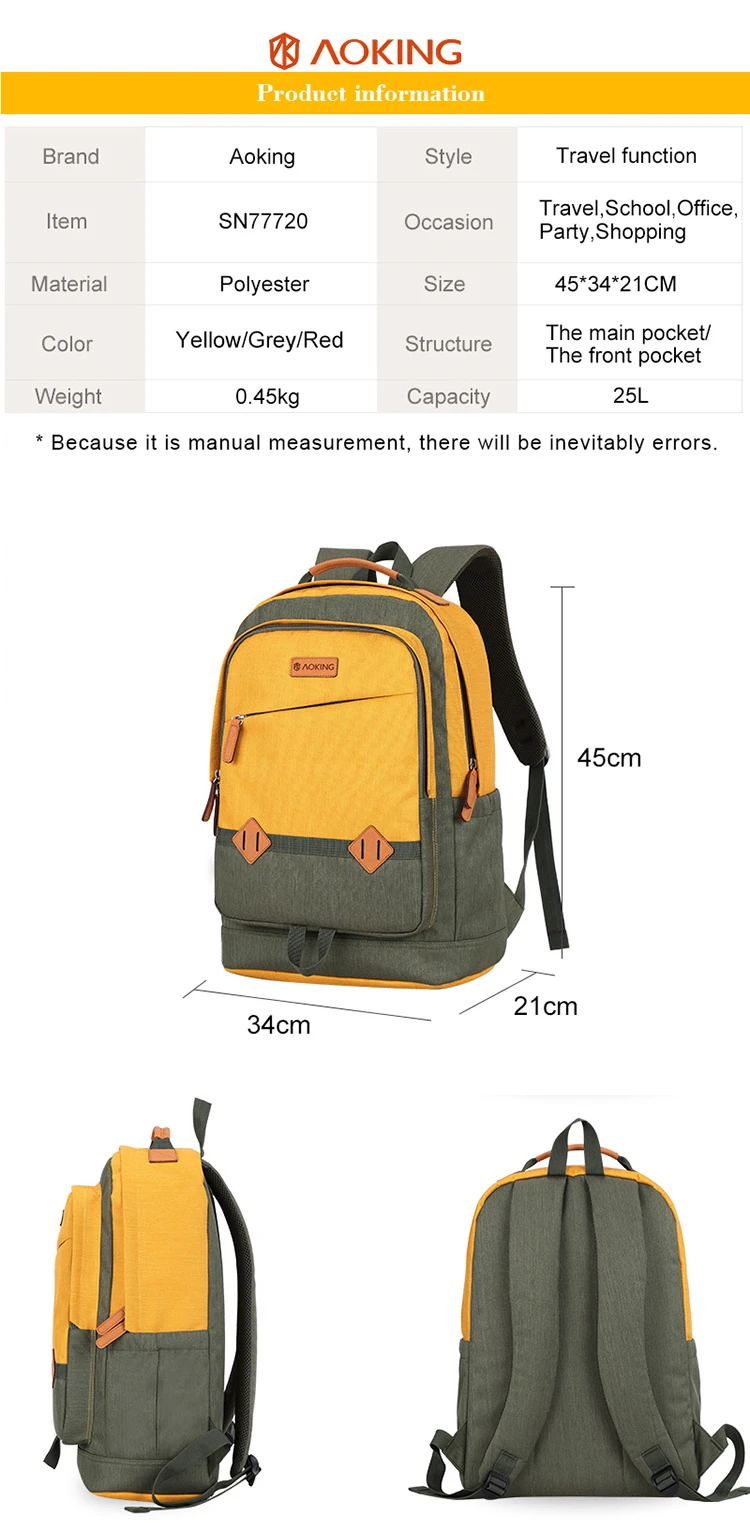 Aoking Popular Outdoor School Back Pack Schoolbag Wholesale College