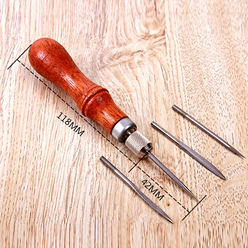 4pcs Diy Wooden Leather Hand Craft Stitching Sewing Awl Buy Leather