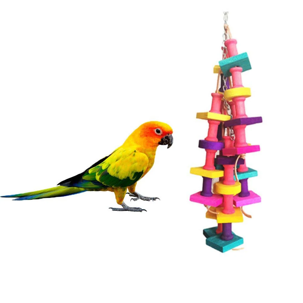 Natural Wood Bird Chew Toy For Large Parrot Conure Macaw African Grey