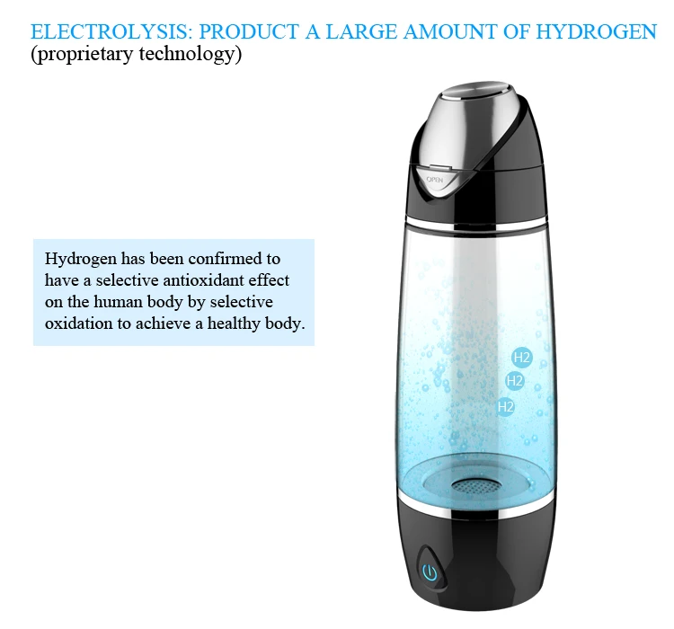 hydrogen water jar tumbler portable electric 360ml hydrogen rich water ionizer maker