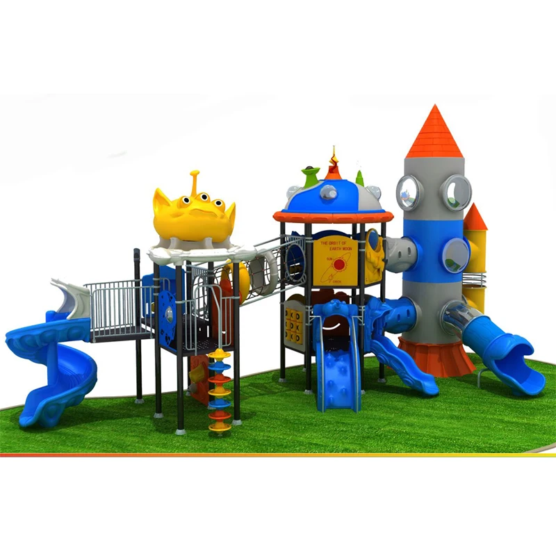 Rocket Style Outdoor Playground Slide New Design Space Theme Children's