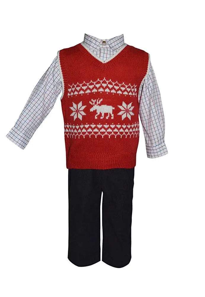 Hongxin Winter Baby Girls Cotton Moose Reindeer Dress Ruffle Children Clothes Boutique Tops Outfits Match Colorful Headwear