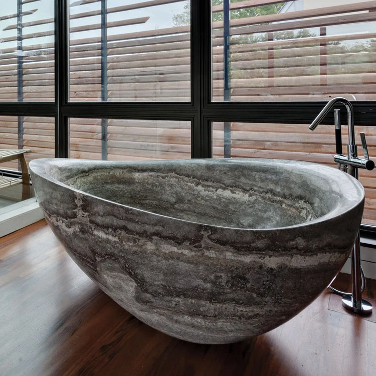 Nature Freestanding Bathtubs Stone Oval Marble Stone Bathroom Bathtub