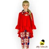 66TQZ403 Yihong Hi-low Long Sleeve Top Dress Match Red Legging Baby wholesale clothing set Name Brand Kids Clothing Wholesale
