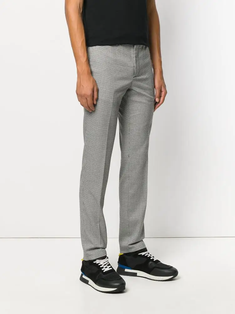Factory Price Cotton Houndstooth Pattern Skinny Check Chinos Tartan