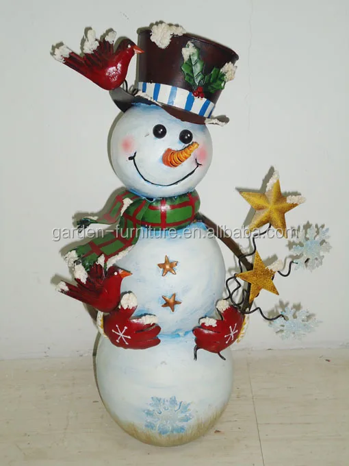 Wrought Iron Handicraft Winter Home Decor Red Bird Broom Outdoor Wrought Iron Handicraft Winter Home Decor Red Bird Broom Outdoor Christmas Metal Snowman Figurine