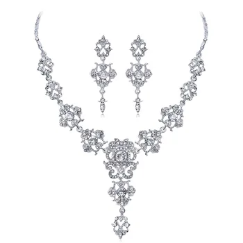 Pearl Flower Jewelry Sets Crystal Necklace Earrings Bridal Wedding Pearl Flower Jewelry Sets Crystal Necklace Earrings Bridal Wedding Party Dinner Dress