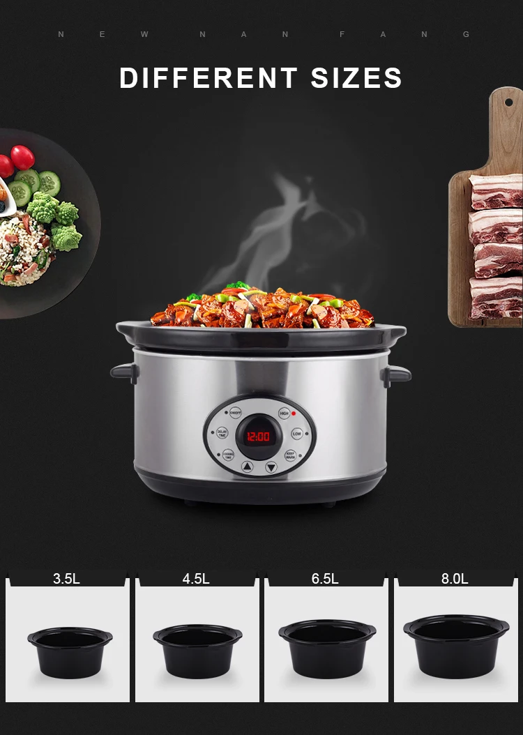 6.5l new pre-set multifunction digital timer Best top rated digital keep warm function slow cooker for sale
