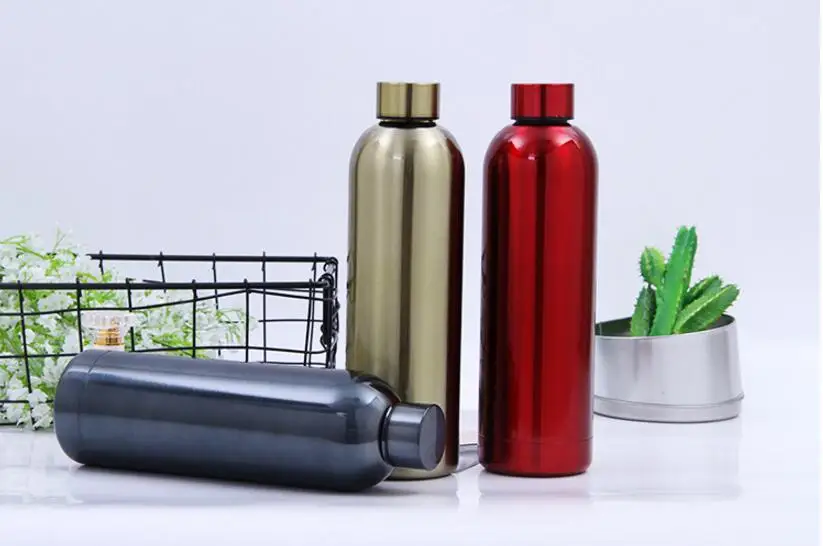 Double Wall Stainless Steel Water Bottle, 500 ML Custom Color Vacuum Insulated Stainless Steel Water Bottle