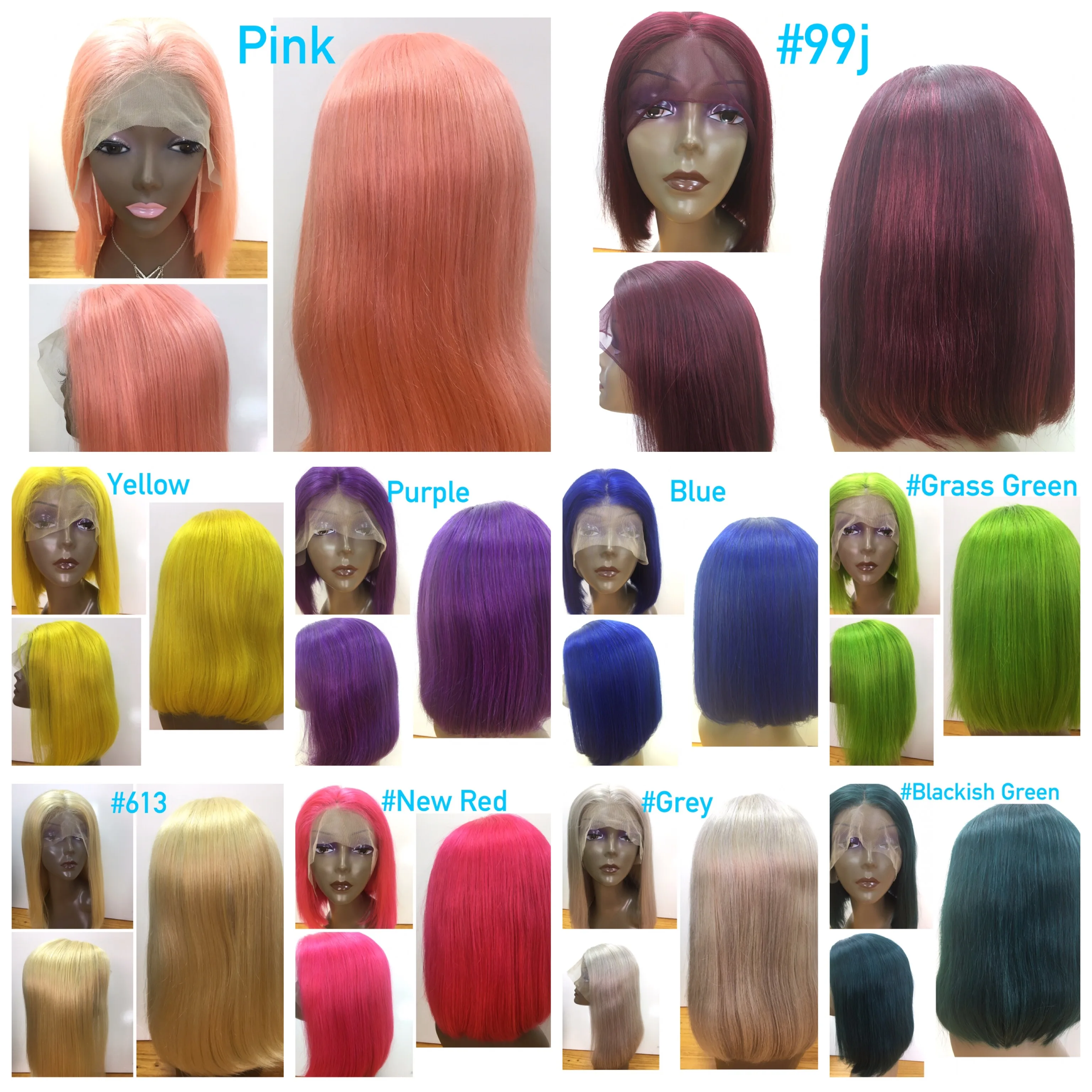 Custom Wig Half Lace Remy Hair 13 4 Yellow Gray Pink Purple Blue Green Orange Color Straight Bob Hair Wigs Pre Plucked Hair Line Buy Custom Wig Lace Front Wig Human Hair Full Lace