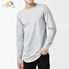 China Wholesaler Custom logo Long Sleeve Scallop hem T-Shirt Solid Color Round Neck Plain T Shirt