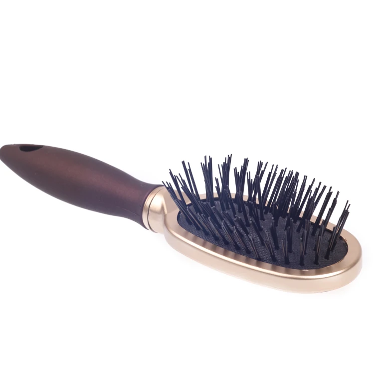 EUREKA 9557SCEG-BR Mini Paddle Cushion Hair Brush for All Hair Types Ball-Tip Nylon Pins Anti-Slide Handle Hairbrush