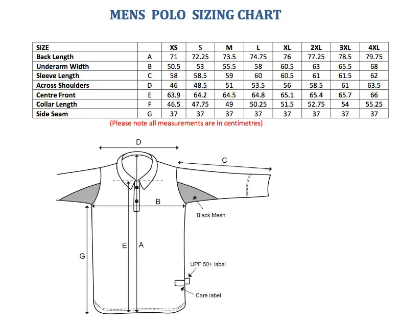 Men S Long Sleeve Size Chart