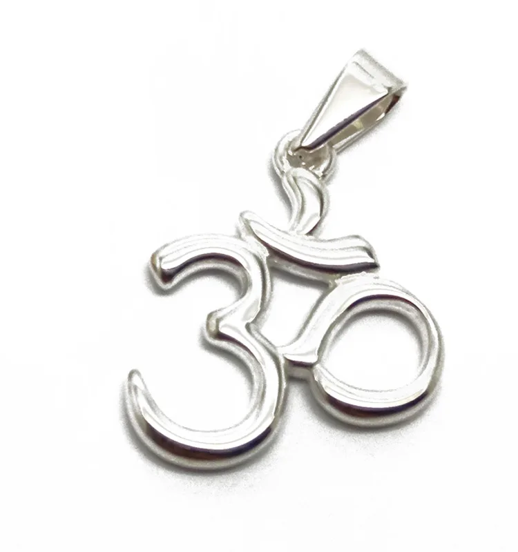 Jewelry Trends Chakra Yoga Om Hindu Meditation Symbol Ohm Round Sterling Silver Pendant Necklace 18