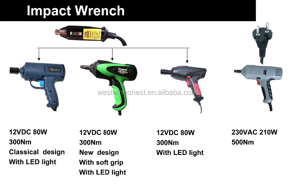 340n.m Dc 12v Car Electric Impact Wrench For Home Use For Garage Use