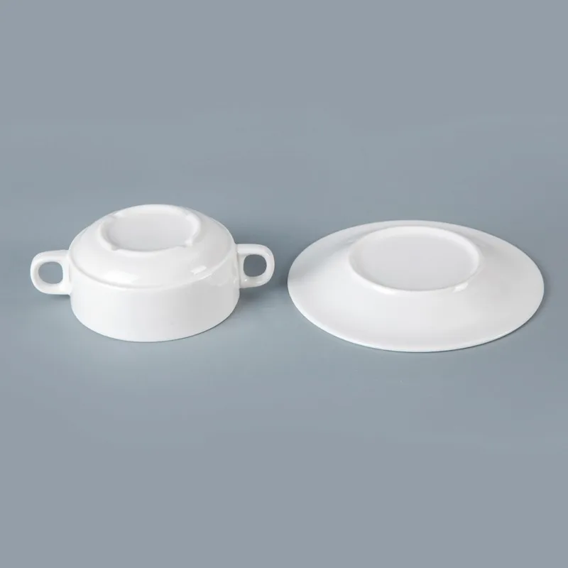 product-Two Eight-Wholesale Hotel Crockery Restaurant Soup Cup Lugged With Saucer, Dining Ware Soup -1
