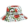 fashion women floral black wave point bucket cap sun hat
