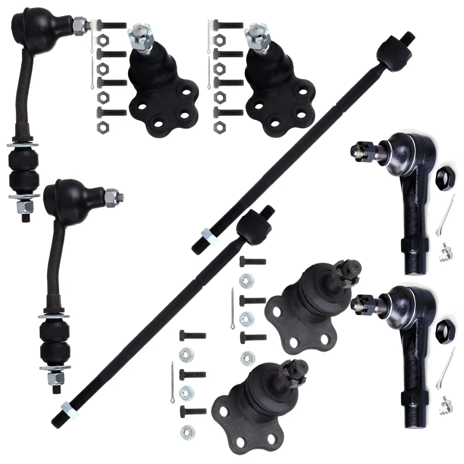 Sway Bars Inner Outer Tie Rods for 2000 2001 2002 2003 Dodge Durango RWD - 10PC Front Upper Lower Ball Joints 2000-2004 Dakota RWD Detroit Axle