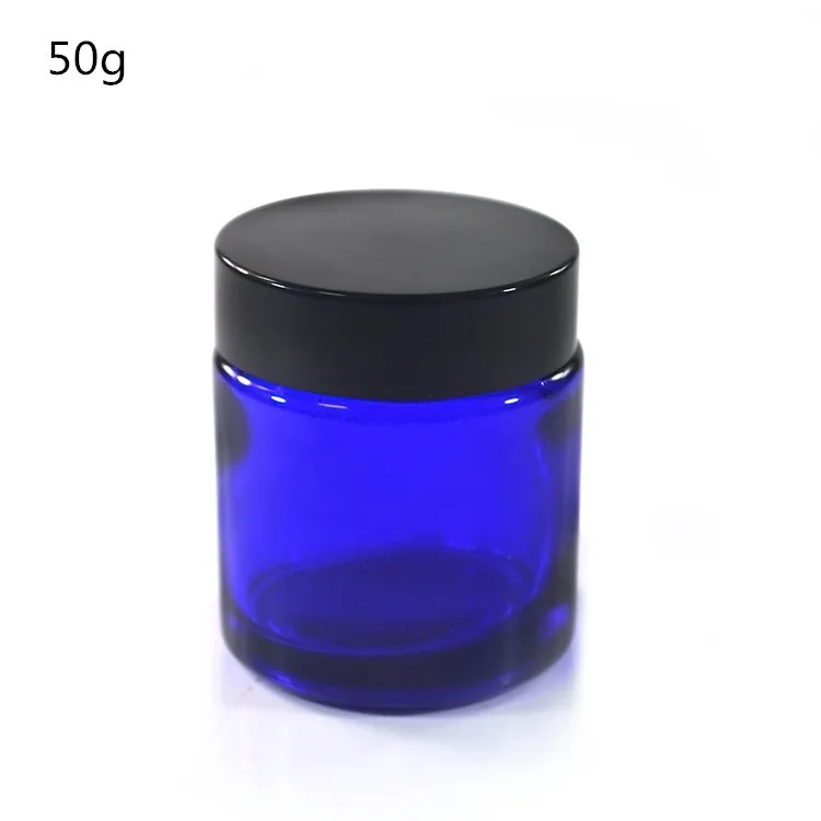 Download Cobalt Blue Glass 20g 30g 50g Face Cream Cosmetic Jars With Black Aluminium Lid Wholesale - Buy ...